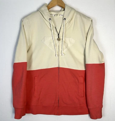 ROXY Womens Sweatshirt Zip Hoodie Cream Orange Sz: Large Long Sleeve Cotton Poly - Image 1 of 4