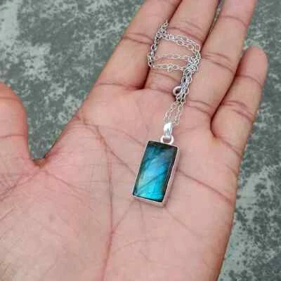 Herausragender Labradorite Edelstein 925 Sterlingsilber Handmade Anhänger E-25 - Bild 1 von 4