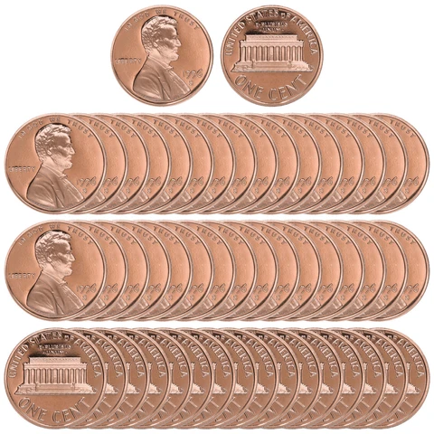 1996 S Lincoln Memorial Cents Gem Deep Cameo Proof Roll Penny 50 US Coins Cover