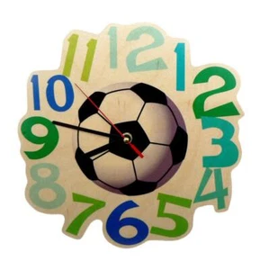 Wandquarzuhr Fußball 240 x 240 x 30 NEU Kinderuhr Holzuhr Wanduhr Erzgebirge - Picture 1 of 1