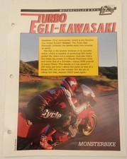 Turbo Egli-Kawasaki GPz1100 Motorcycle Spec Sheet Fact Card