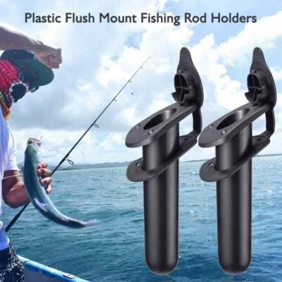 2pcs Plastic Flush Mount Fishing Boat Rod Holder and Cap Cover for Kayak Pole US - Image 1 of 4