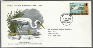 Gilbert Islands 1976 FDC: World Wildlife Fund Honors "THE REEF EGRET" - wc206 - Picture 1 of 2