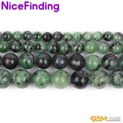 Red Green Ruby Zoisite Natural Round Gemstone Beads For Jewelry Making Strand - Image 1 of 4
