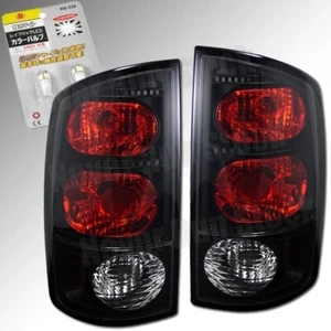 PARA 03-05 DODGE RAM LENTE DE HUMO LUCES TRASERAS ROJAS NEGRAS + BOMBILLAS BLANCAS DE MATRÍCULA - Imagen 1 de 5