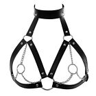 Sexy Women Adjustable PU Leather Chain Bra Harness Goth Cage Body Bralette Belt