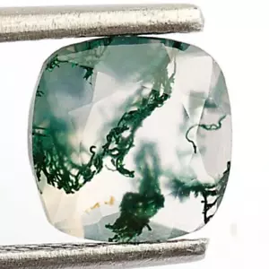 Natural Moss Agate Cushion Faceted Cut 7Xmm Loose Gemstone Wedding Gift 1.2 Ct. - Picture 1 of 6