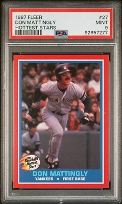 1987 Fleer Hottest Stars Don Mattingly # 27 PSA 9 Mint Yankees - Image 1 of 2