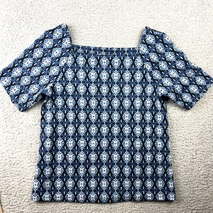 Top para mujer Ann Taylor Loft Diamond Jacquard talla XS cuello cuadrado azul suave - Imagen 1 de 7