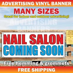 NAIL SALON Coming Soon Advertising Banner Vinyl Mesh Sign manicure beauty barber - Picture 1 of 5