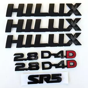 For Toyota HILUX 2005-2025 MATTE BLACK 8pcs Badge Set - HILUX/D4D/2.8/SR5 Emblem - Picture 1 of 5