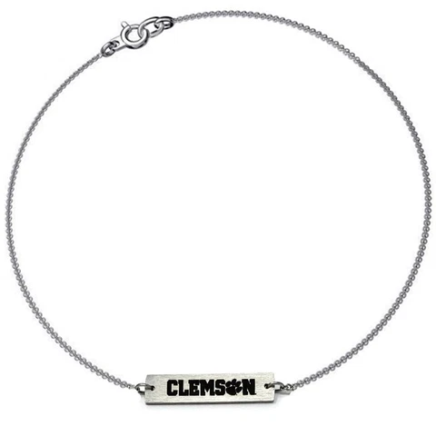 Women's Clemson University Tigers Bracelet Silver Bar Bracelet Cover