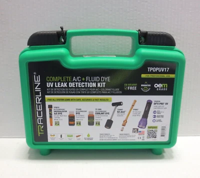 TRACERLINE COMPLETE A/C + FLUID DYE UV LEAK DETECTION KIT TPOPUV17 CASE *NEW* - Image 1 of 4