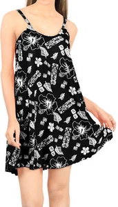 LA LEELA Women's Summer Casual T Shirt Dresses Beach Cover up Tank L Black_Z46 - Picture 1 of 3