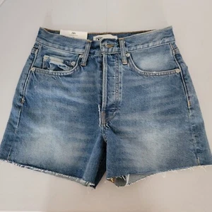 ZARA Womens Shorts Size 32 Jean Denim Blue Distressed Cut Off Button Fly NWT - Picture 1 of 17