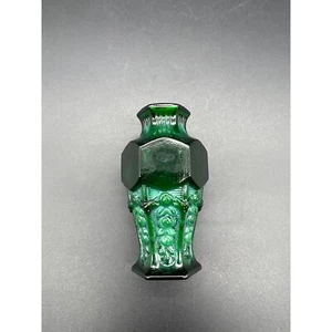 Malachite Green Glass Miniature Vase By Bohemia Hand Made in Czechoslovakia VTG - Picture 1 of 9