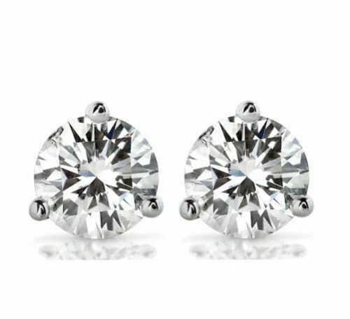  Pendientes solitario de moissanita de corte redondo de 5 mm de oro blanco de 14 k Foto 1 de 1