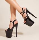 Women Platform Peep Toe Stilettos Shoes 20Cm Super High Heels Ankle Strap Sandal