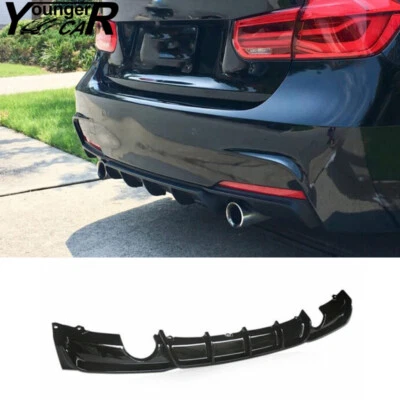 For 2012-17 2018 BMW F30 320i 325i M Sport Rear Bumper Diffuser Lip Gloss Black — 第 1/4 张图片