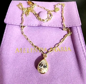 MELINDA MARIA "Drop of Perfection" Goldtone Teardrop Necklace NEW + GIFT! - Picture 1 of 6