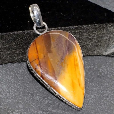Colgante Mookaite Chapado en Plata 925 Piedras Preciosas Hecho a Mano 2.2" Regalo Étnico GW Foto 1 de 3