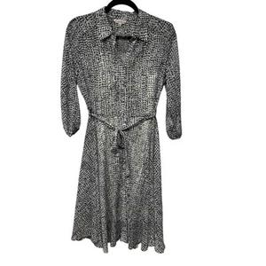 Nanette Lepore Womens Sugar Sizzle Shirt Dress 3/4 Sleeve Black White 4 Small - Picture 1 of 14