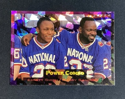 Pro Set Power Combo 1993 Emmitt Smith/Barry Sanders Cracked Ice Prizm #1 Foto 1 de 3