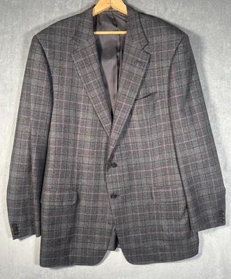 Corneliani Jacket Mens Cashmere Wool  Gray Plaid Sport Coat Blazer  EU58L US44L - Image 1 of 4