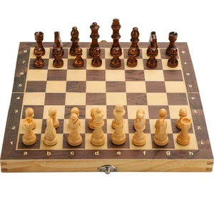 Set Scacchi Pieghevole in Legno Magnetico 15" x 15" con 2 Regine Extra, Fatto a Mano Gam... - Foto 1 di 7