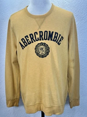 Sudadera Pullover Abercrombie Fitch Bordada Mediana Amarilla Foto 1 de 4