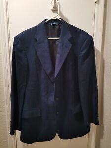 Polo Ralph Lauren Navy Blue 100% Linen Sports Coat Jacket Size 42L Blazer USA