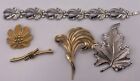 Lot Of Vintage Unique Crown Trifari Jewelry,4 Brooches And 1 Bracelet