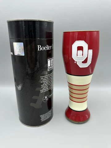 Oklahoma Sooners NCAA Hand Painted 23oz Artisan Glassware Boelter Brands Cover