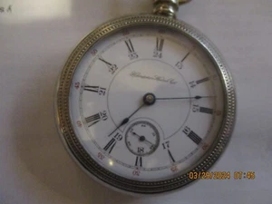 1896 Hampden "Dueber" 18s, 17 Jewel, Model 3, NI DMK Open Face Case, Keeps Time - Bild 1 von 3