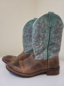 Women's Laredo Western Boots Anita Stockman Heel Brown & Turquoise 5607 Size 9m