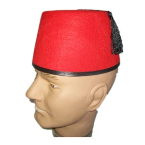 Red Fez Hat with Tassel Adult Turkish Apu Aladdin Dr Who Costume Hat Fancy Dress - Picture 1 of 2