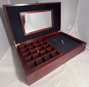 For Your Ease Only by Lori Greiner Cherry Wood Jewelry Box With Mirror - Picture 1 of 15