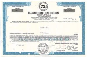 Seaboard Coast Line Railroad CSX Aktie SCL 1980 10.000 $ Anleihe Zertifikat - Bild 1 von 1