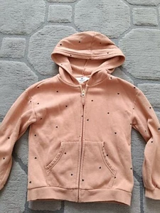 H&M Girls Hoodie Light Brown With Hearts 6-8 Years Old - Picture 1 of 4