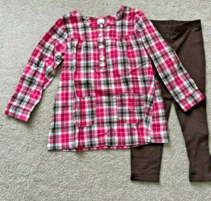 Carters Niño Niña 2 Piezas Rosa Marrón Cuadros L/S Camisa Marrón Leggings Conjunto Talla 4T - Imagen 1 de 5