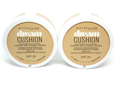 2 x MAYBELLINE dream CUSHION LIQUID FOUNDATION - 21 NUDE
