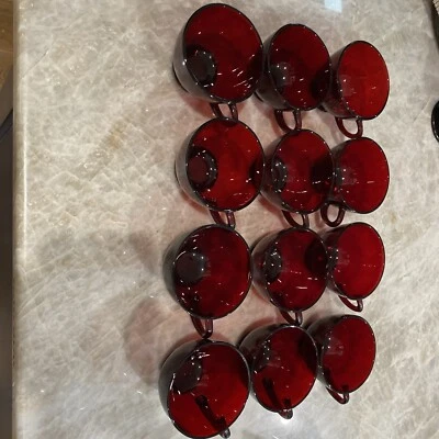Vintage Anchor Hocking Royal Ruby Red Glass Punch Cups Tea Set 12 pieces 4oz - Image 1 of 4