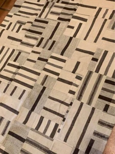 Raro 8 X 6 Vintage Tejido a Mano Kilim Turco Negro Gris Blanco - Imagen 1 de 7