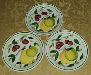 PORTMEIRION STUDIO SUMMER FRUIT BRITAIN HAND PAINTED 3 DESSERT SALAD PLATES  - Picture 1 of 5