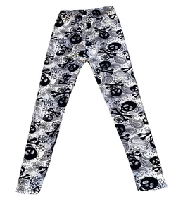 Unbranded girls ultra-soft high waisted skulls floral leggings L/XL(age 6-9) - Picture 1 of 2