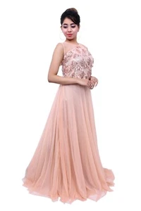 peach sequin tassel evening gown bridesmaids dress - Picture 1 of 5