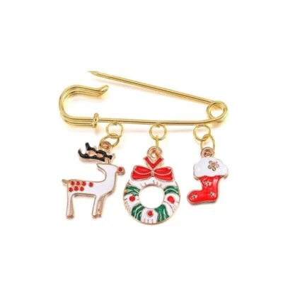 20 Kilt Pins 3 Loop 50mm Brooch Gold Silver Plated Blank Tassel Scarf Charm Pins - Image 1 of 4