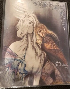 BEAUTY AND THE BEAST Unicorn Hand-Signed Beth Blighton Numbered Art Print 1991 - Bild 1 von 2
