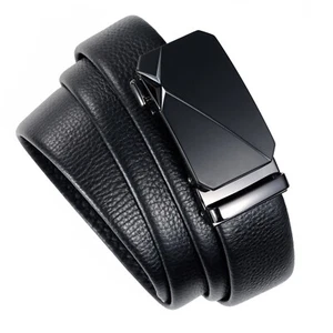 Genuine Leather Mens Ratchet Belt Belts For Men Adjustable Automatic Buckle - Picture 1 of 11