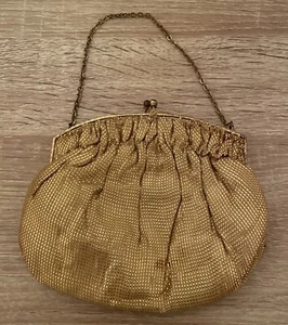 Vintage gelb gold metallic Abendtasche Handtasche Party Abschlussball 1950er 6” x 5” - Bild 1 von 4